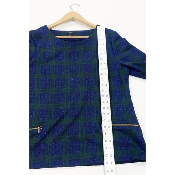 Talbots Zip Pocket Plaid Sparkly Festive Holiday Classic Office Wear Size Large - Picture 9 of 10